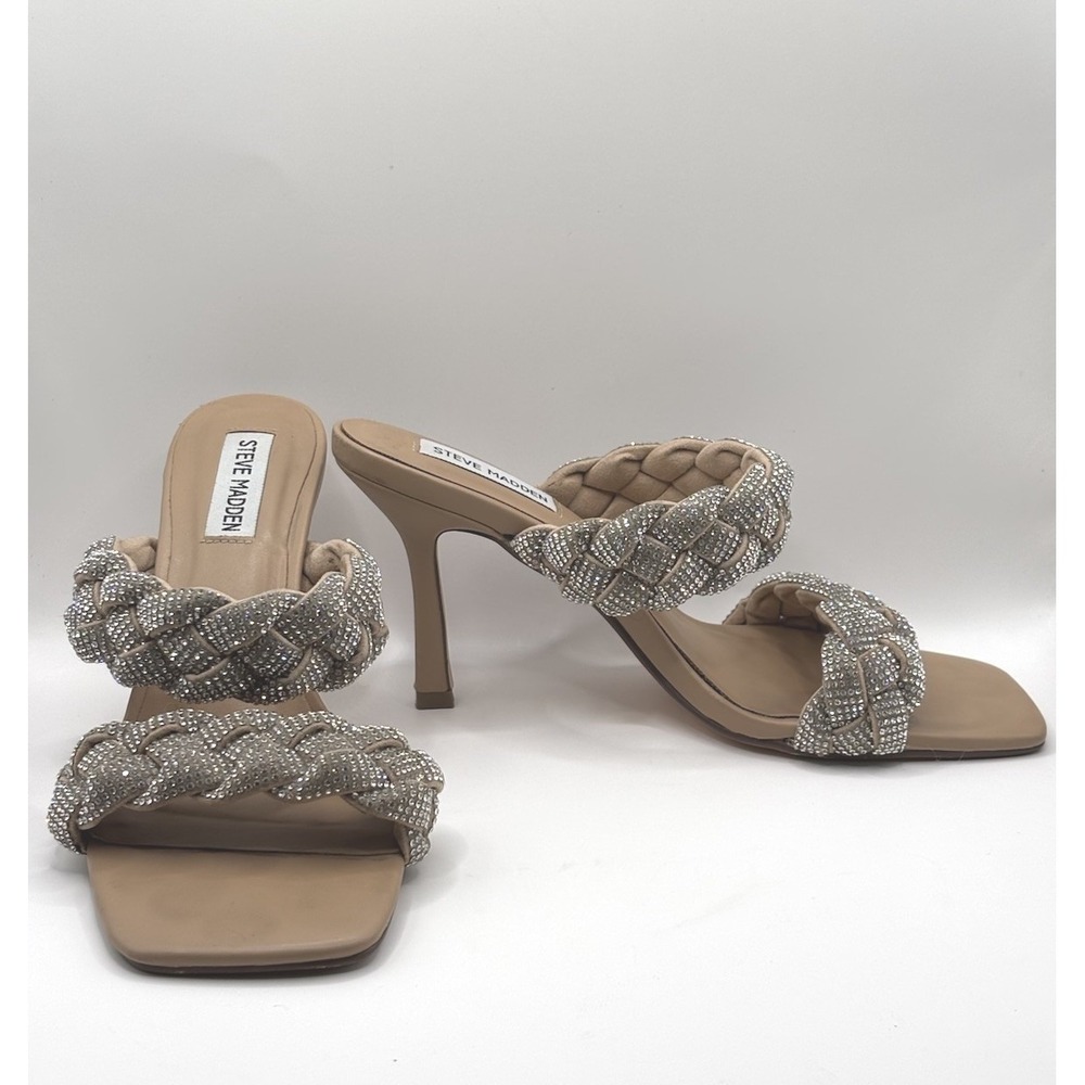 Steve Madden Kenley Rhinestone Sandal Heels Sequin 8.5 Event Formal Cocktail
